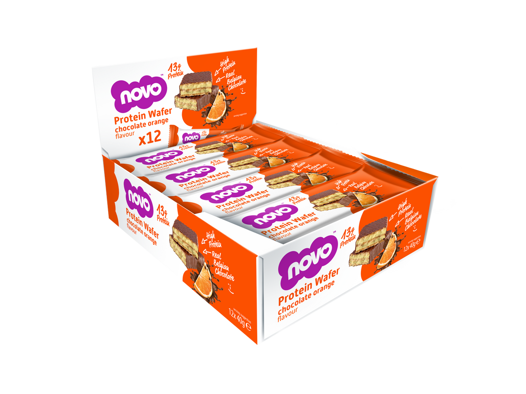 Chocolate Orange Protein Wafer Display Box (12 × 40 g) | Novo Nutrition