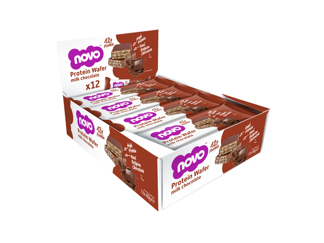 Milk Chocolate Protein Wafer Display Box (12 × 40 g) | Novo Nutrition