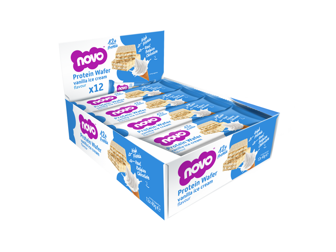 Vanilla Ice Cream Protein Wafer Display Box (12 × 40 g) | Novo Nutrition