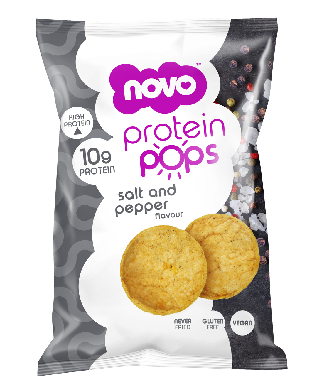 Novo Protein Pops – Salt & Pepper Flavour – High-Protein Snack – 45g Pack