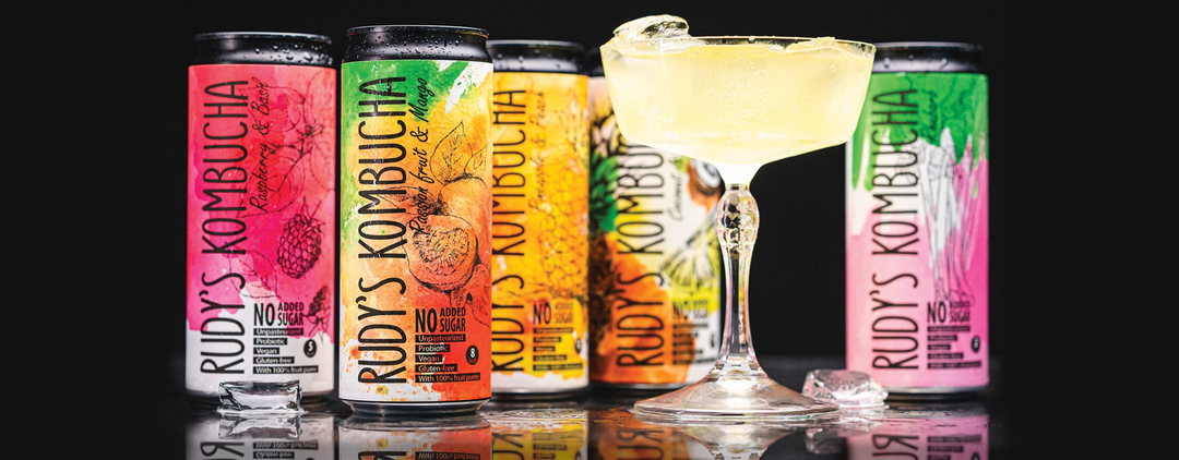 Rudy’s Kombucha canned drink made with real fruit and natural fermentation