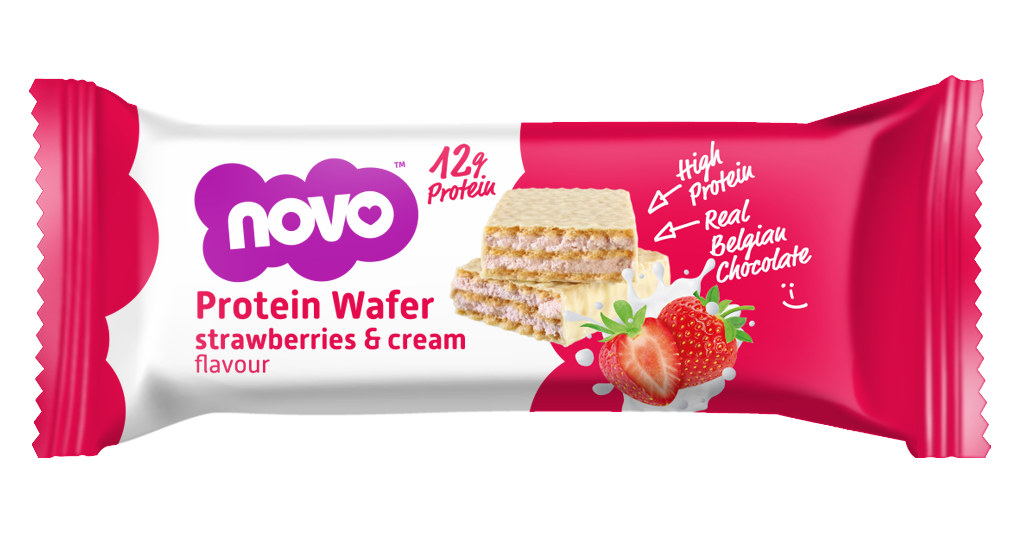 Novo Protein Wafer – Strawberries & Cream – High-Protein Snack – 40g Pack