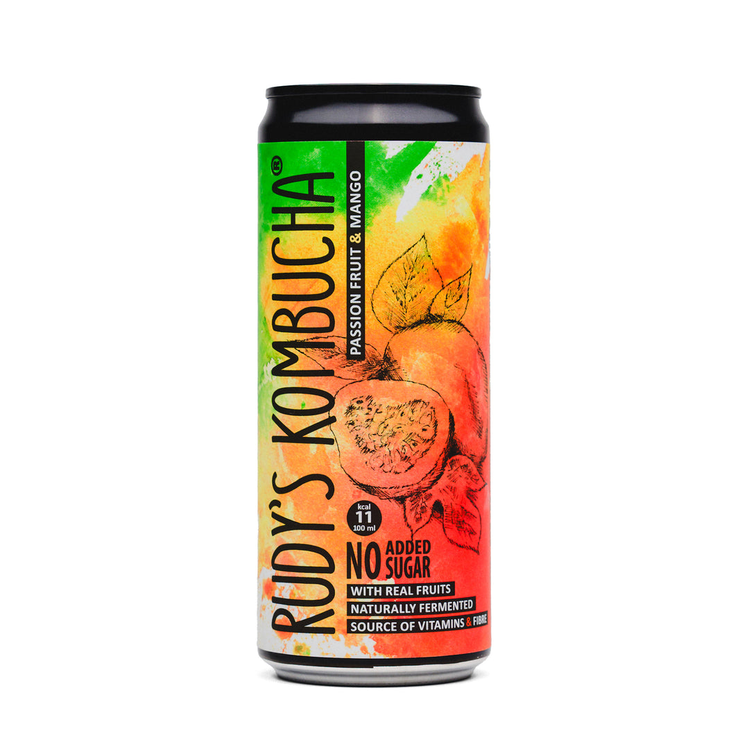 Rudy’s Kombucha Passion Fruit Mango 330ml - No Added Sugar