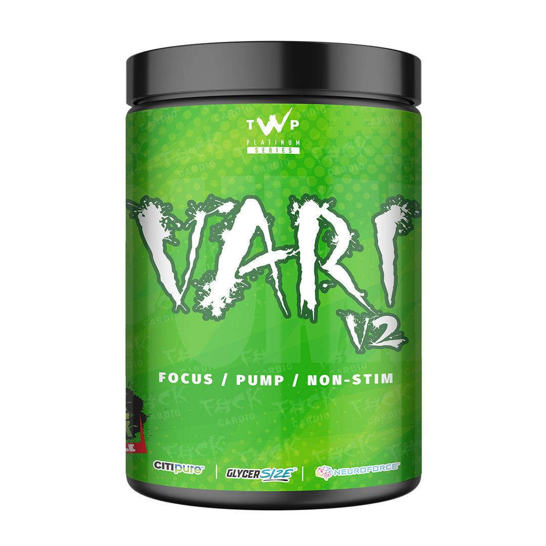 TWP VARI V2 – Sour Apple 580g Tub – Non-Stim Pre-Workout for Focus & Pump