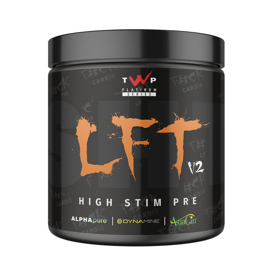 TWP High Stim Strong Pre-Workout Iron Thirst tub front view, Platinum Series, 390g, available at Goodsnet New Zealand.