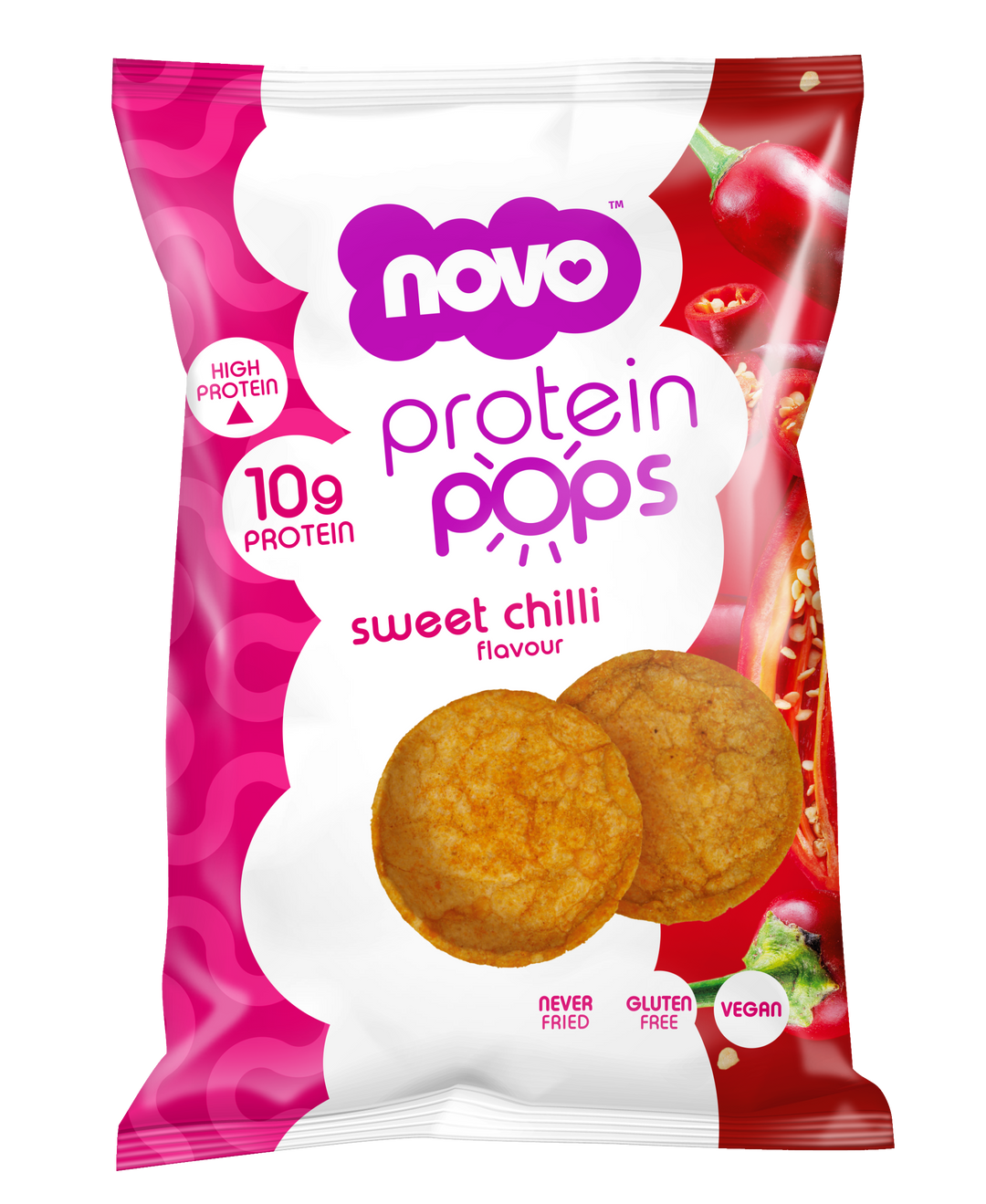 Novo Protein Pops – Sweet Chilli Flavour – High-Protein Snack – 45g Pack