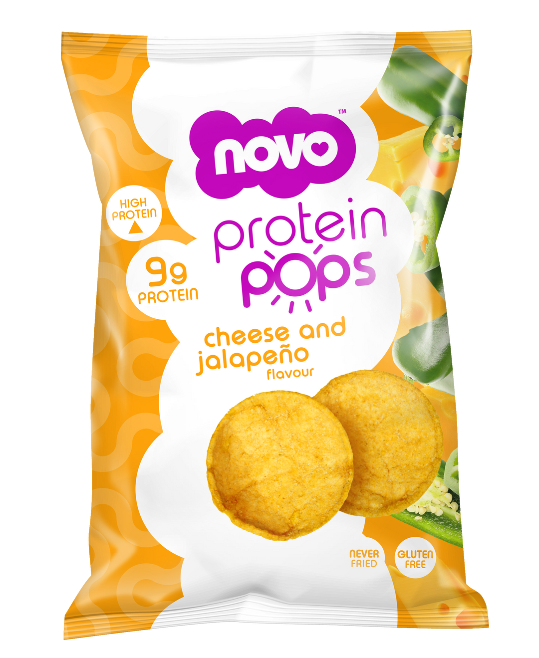 Novo Protein Pops – Cheese & Jalapeño Flavour – High-Protein Snack – 45g Pack