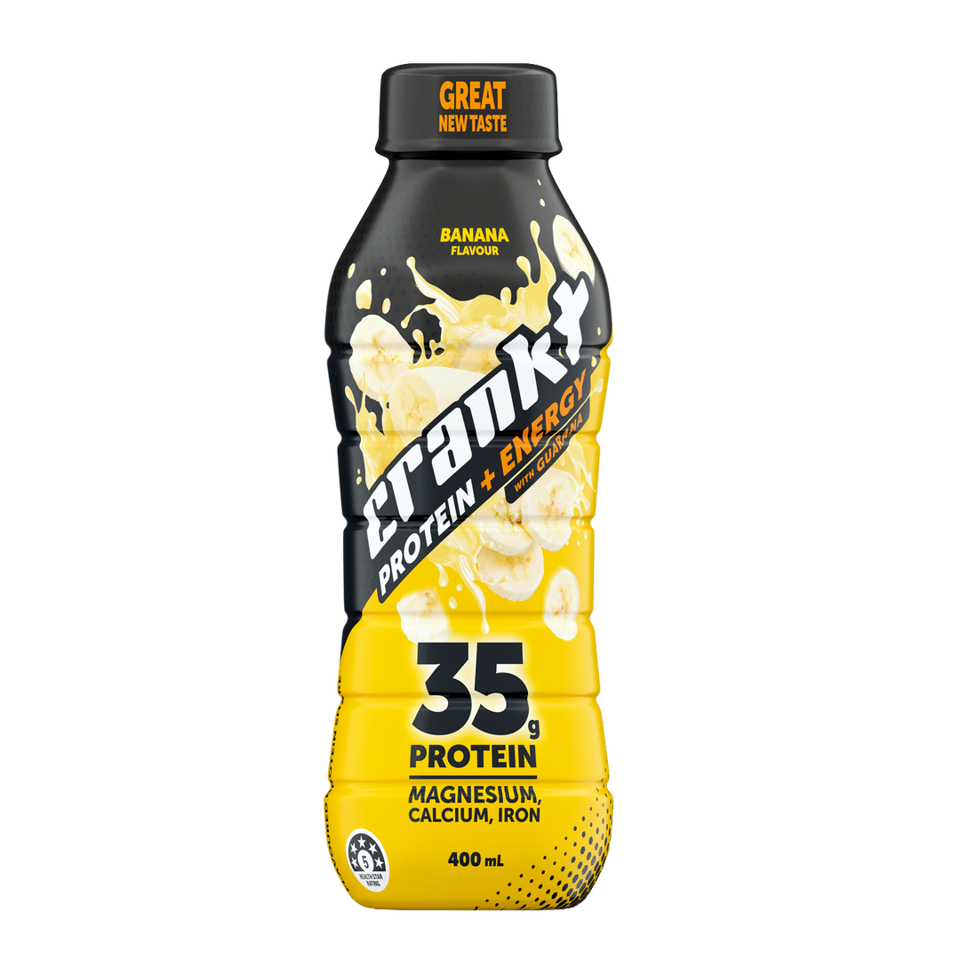 CRANKT Protein + Energy Shake Banana 400ml with 35g protein – Goodsnet NZ