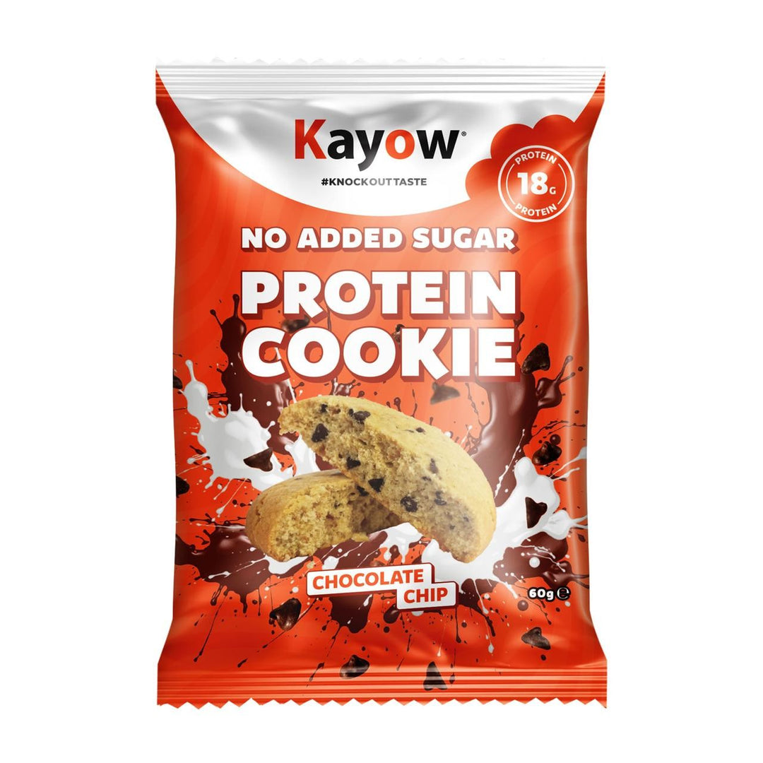 Kayow milk chocolate protein cookie with 18g protein, soft baked and no added sugar
