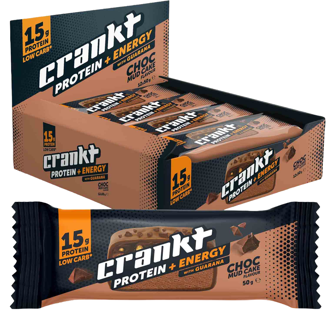 CRANKT 15g Protein Bar Choc Mudcake 50g display case of 12 bars