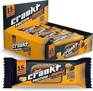 CRANKT 15g Energy Snacking Protein Bar Choc Honeycomb 50g high-protein energy snack with natural guarana