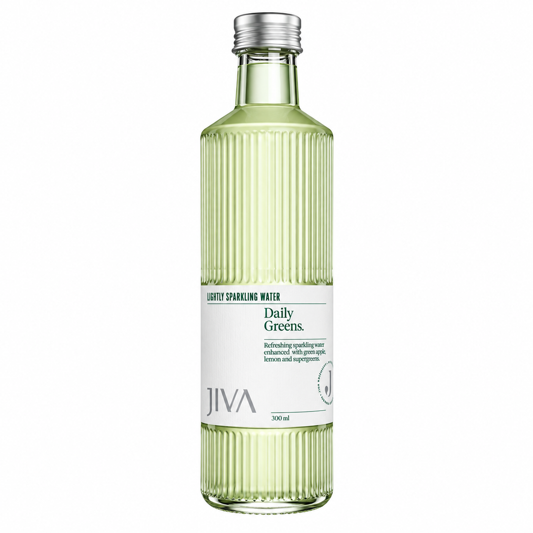 JIVA Daily Greens Sparkling Water 300ml with green apple, lemon and supergreens