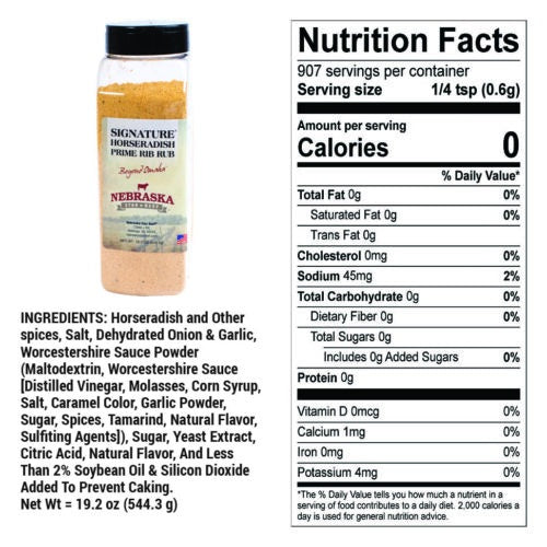 Nebraska Star Beef Premium Dry Rub Horseradish Prime Rib | All-Purpose Seasoning (544g)