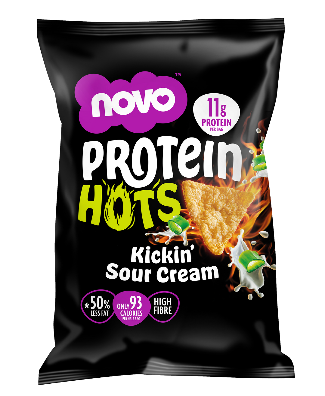 Novo Protein HOTS – Kickin' Sour Cream Flavour – High-Protein Snack – 45g Pack
