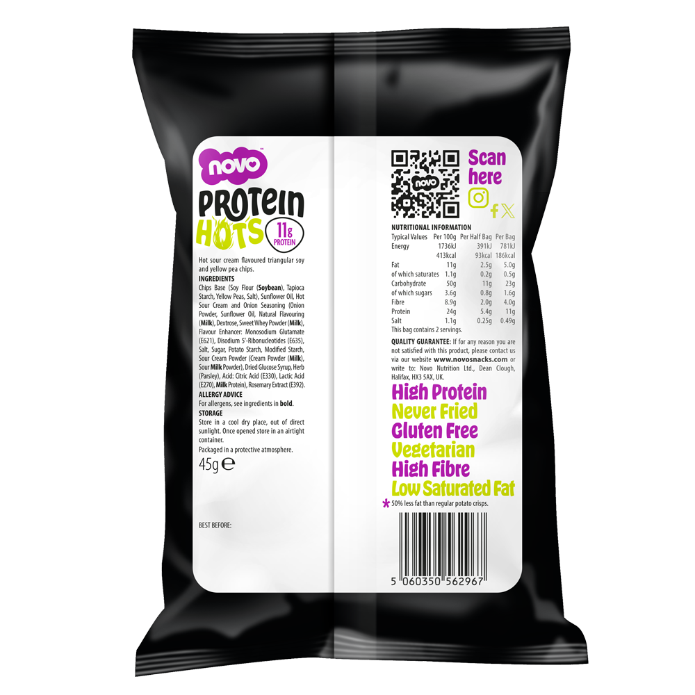 Kickin' Sour Cream Protein HOTS | High-Protein Low Sugar Snack | Novo 45g