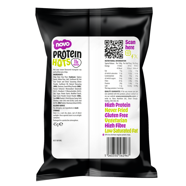 Kickin' Sour Cream Protein HOTS | High-Protein Low Sugar Snack | Novo 45g