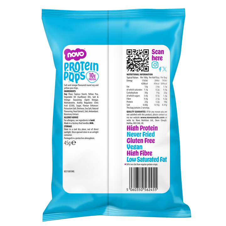 Salt & Vinegar Protein Pops | High-Protein Low Sugar Snack | Novo 45g