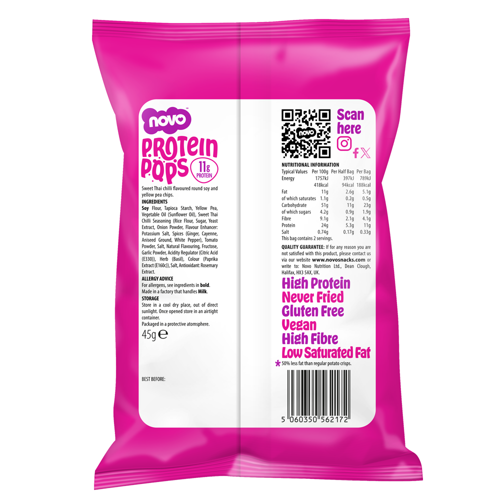 Sweet Chilli Protein Pops | High-Protein Low Sugar Snack | Novo 45g
