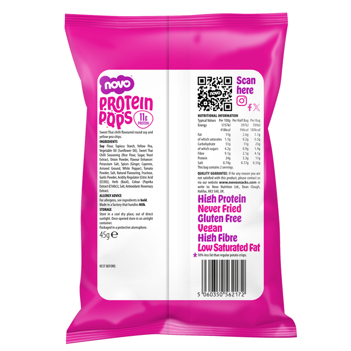 Sweet Chilli Protein Pops | High-Protein Low Sugar Snack | Novo 45g