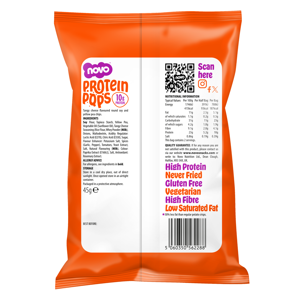 Tangy Cheese Protein Pops | High-Protein Low Sugar Snack | Novo 45g