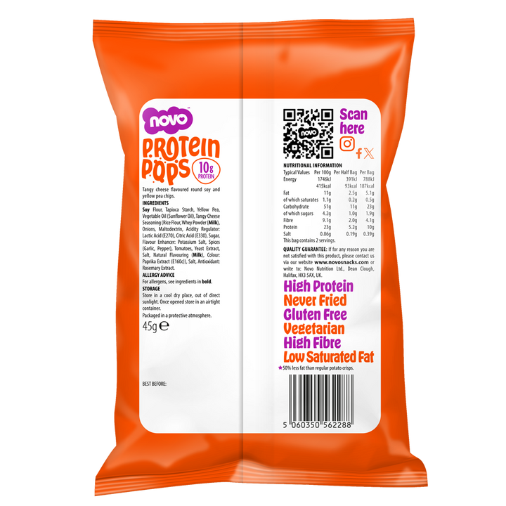 Tangy Cheese Protein Pops | High-Protein Low Sugar Snack | Novo 45g