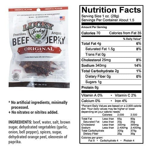 Nebraska Star Beef Premium Beef Jerky Original | High-Protein Snack (42g)