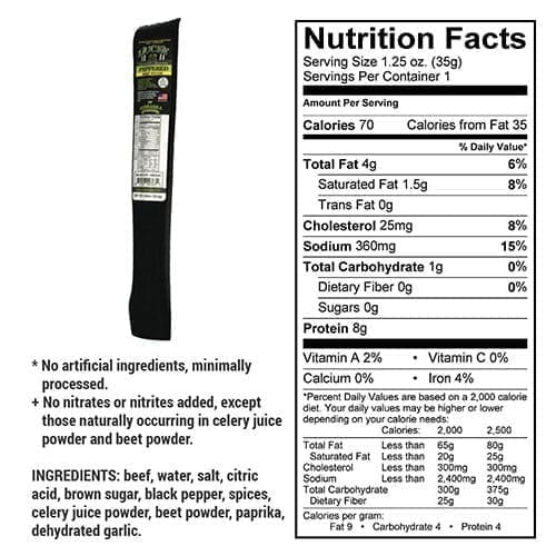 Nebraska Star Beef Jerky Stick Peppered | High-Protein Snack (35g)