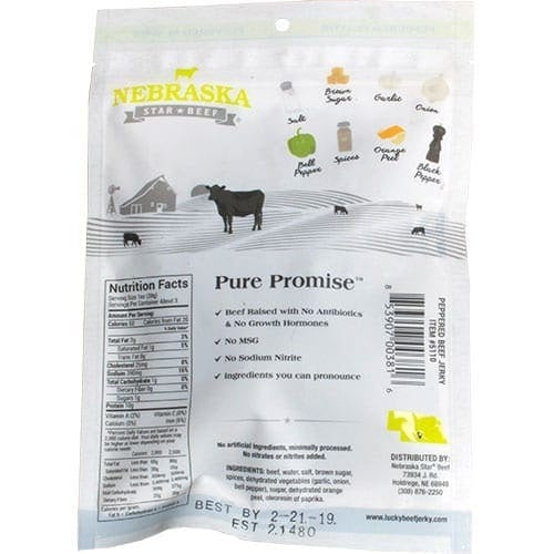 Nebraska Star Beef Premium Beef Jerky Peppered | High-Protein Snack (85g)