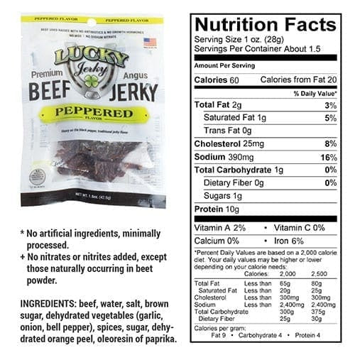 Nebraska Star Beef Premium Beef Jerky Peppered | High-Protein Snack (42g)