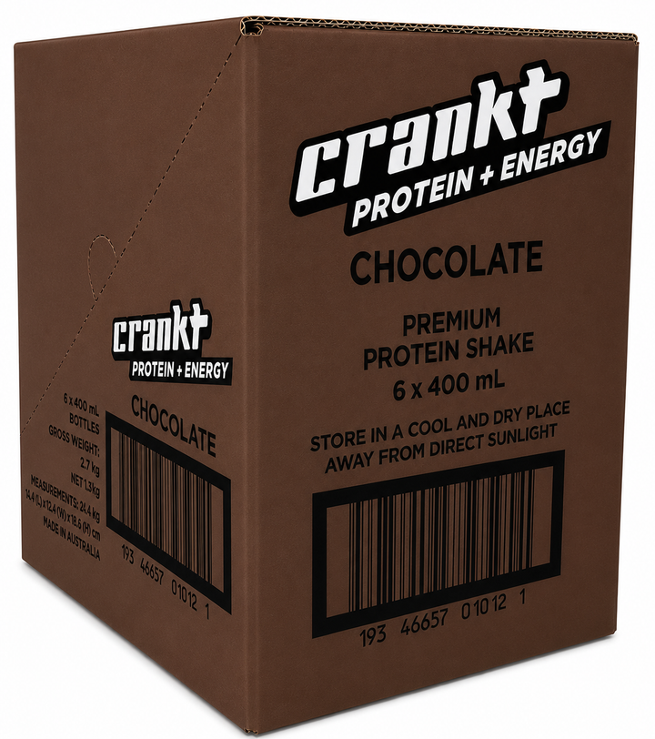 CRANKT 35g Protein + Energy RTD Chocolate 400mL ready-to-drink high protein energy shake with guarana