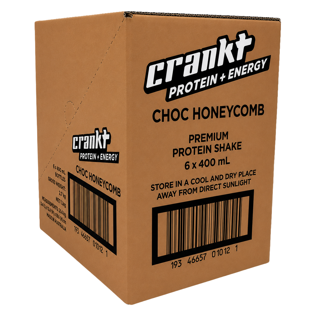 CRANKT 35g Protein Shake Choc Honeycomb 400ml – 6 Pack display case