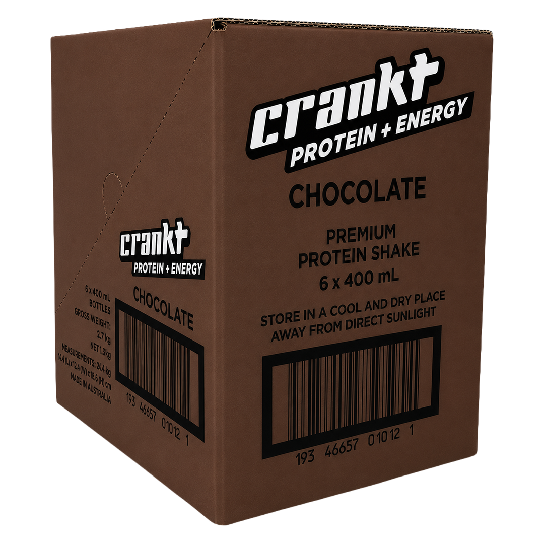 CRANKT 35g Protein Shake Chocolate 400ml – 6 Pack display case