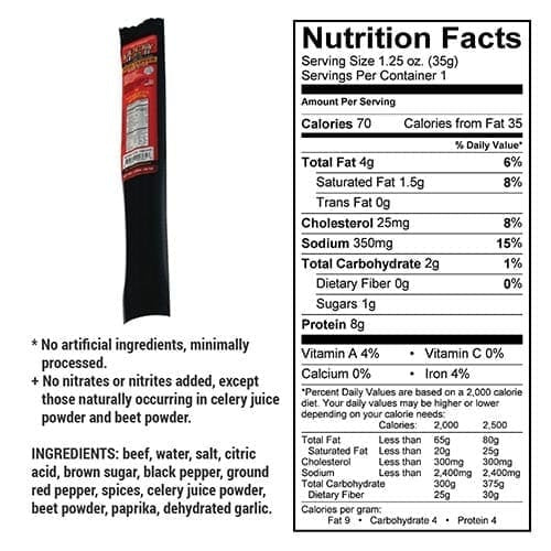 Nebraska Star Beef Jerky Stick Red Pepper | High-Protein Snack (35g)