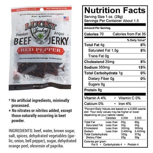 Nebraska Star Beef Premium Beef Jerky Red Pepper | High-Protein Snack (42g)