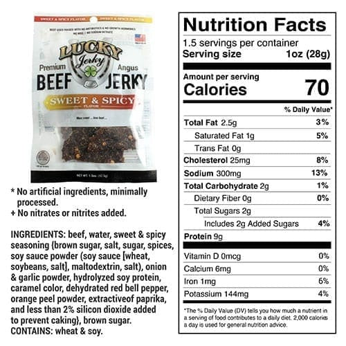 Nebraska Star Beef Premium Beef Jerky Sweet & Spicy | High-Protein Snack (42g)