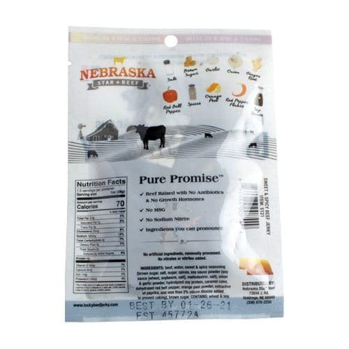 Nebraska Star Beef Premium Beef Jerky Sweet & Spicy | High-Protein Snack (42g)