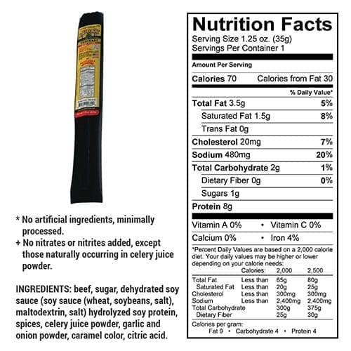 Nebraska Star Beef Jerky Stick Teriyaki | High-Protein Snack (35g)