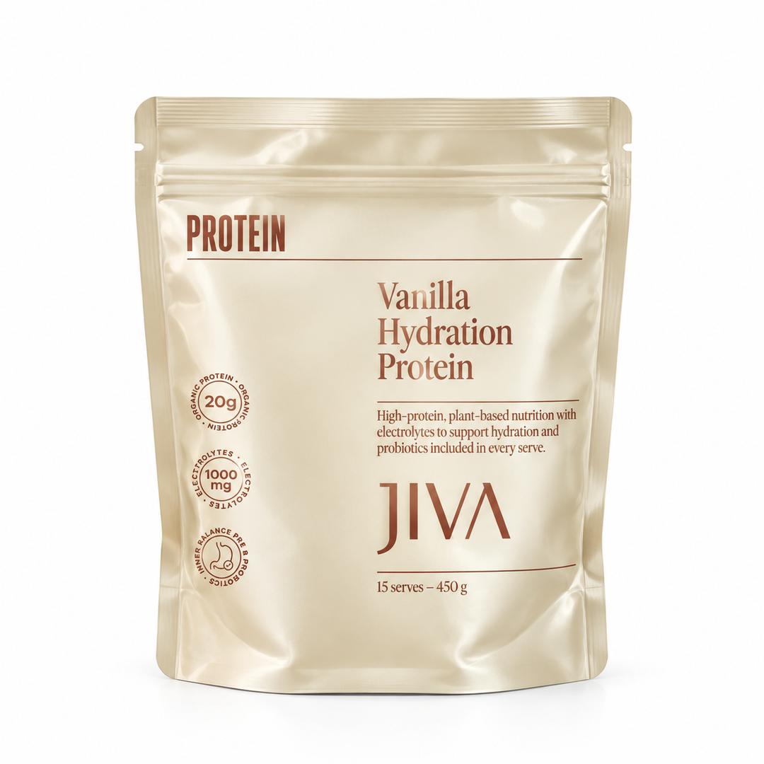 JIVA Vanilla Hydration Protein 450g plant-based protein powder pouch