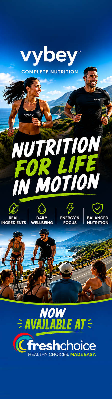 YBEY complete nutrition for active lifestyles – distributed by Goodsnet and available at FreshChoice stores across New Zealand.