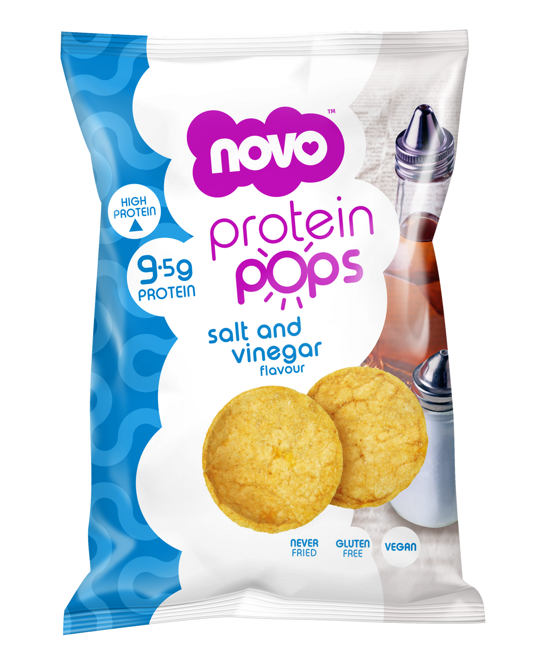 Novo Protein Pops – Salt & Vinegar Flavour – High-Protein Snack – 45g Pack