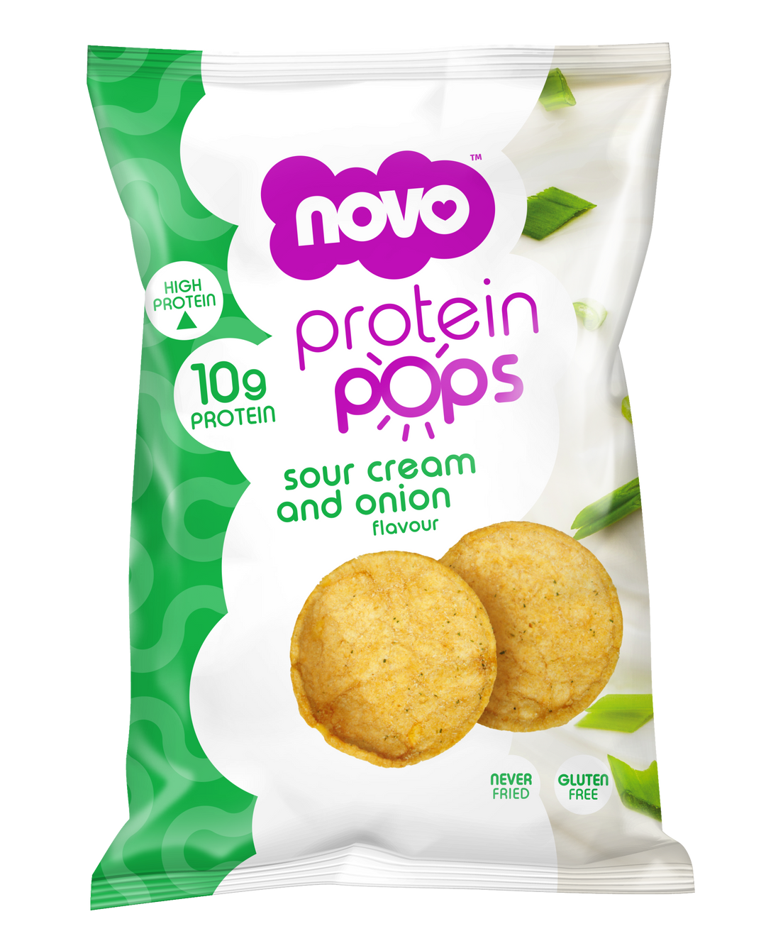 Novo Protein Pops – Sour Cream & Onion Flavour – High-Protein Snack – 23g Pack