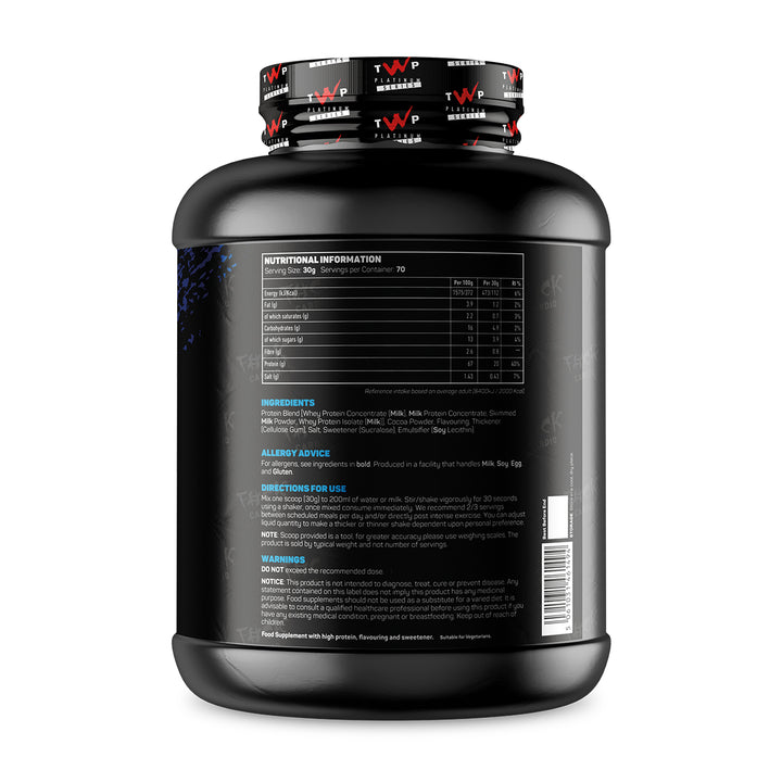 Back of TWP ALL THE WHEY UP Protein Cookeo Cheesecake 2.1kg tub showing supplement facts, nutrition information, and usage instructions, available at Goodsnet New Zealand.