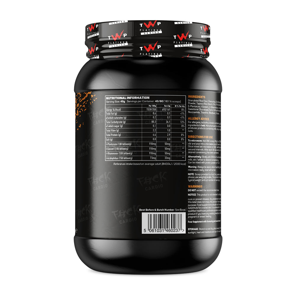 “Back of TWP C.O.R+ Choc Caramel tub displaying nutrition facts, ingredient list, and usage instructions, available at Goodsnet New Zealand.”