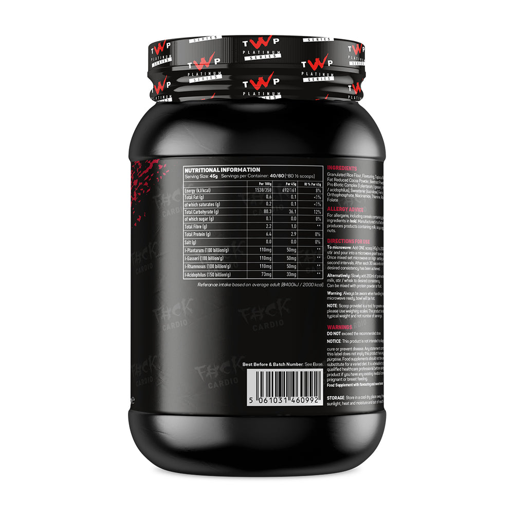 “Back of TWP C.O.R+ Red Velvet Cake tub displaying nutrition facts, ingredient list, and usage instructions, available at Goodsnet New Zealand.”