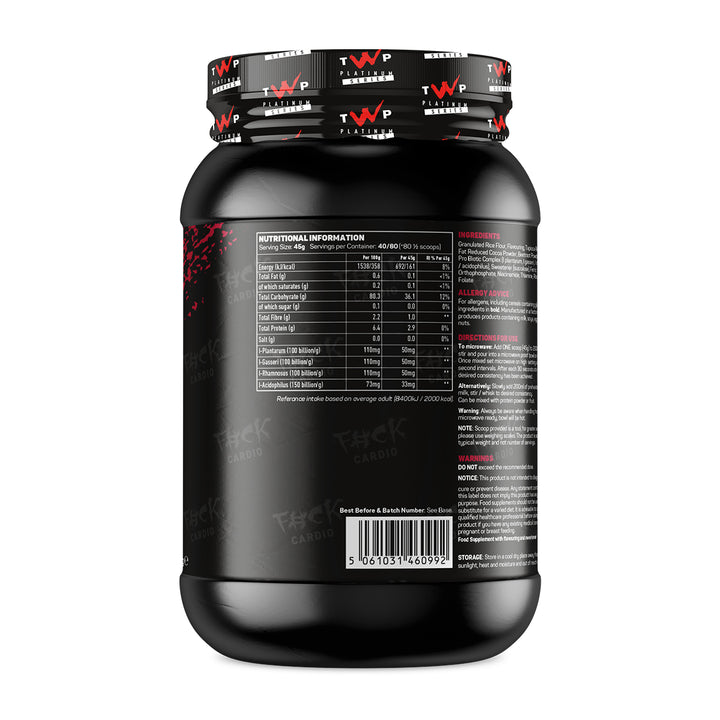 “Back of TWP C.O.R+ Red Velvet Cake tub displaying nutrition facts, ingredient list, and usage instructions, available at Goodsnet New Zealand.”