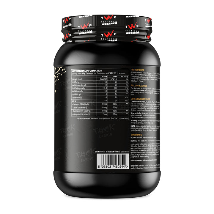 “Back of TWP C.O.R+ Sugar Sweet tub displaying nutrition facts, ingredient list, and usage instructions, available at Goodsnet New Zealand.”