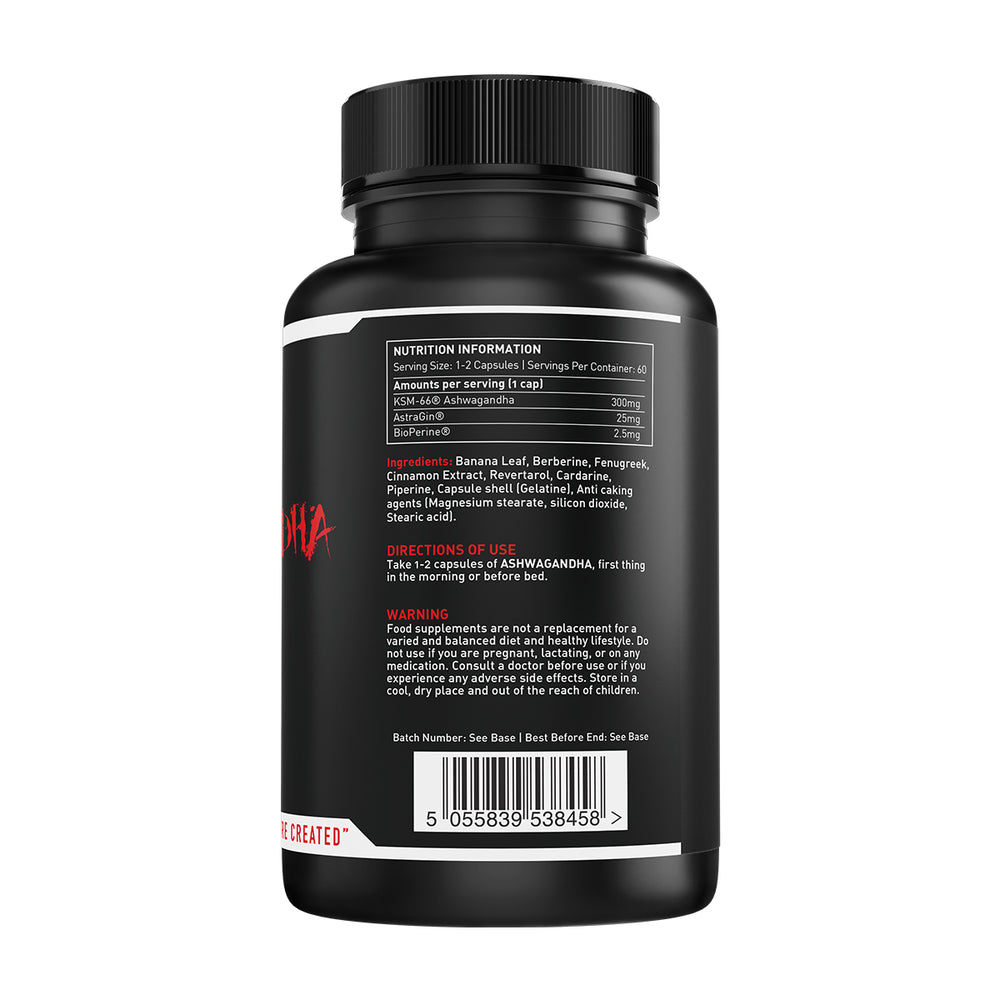 “Back of TWP Ashwagandha tub showing supplement facts, ingredient details, and usage instructions, available at Goodsnet New Zealand.”