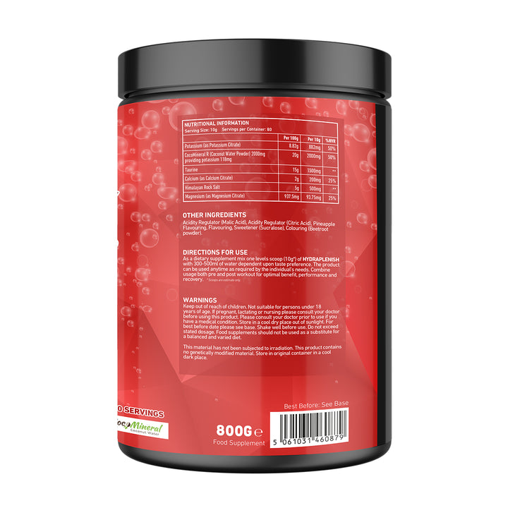 “Back of TWP HYDRA-PLENISH Strawberry Kiwi tub displaying supplement facts, ingredient list, and usage instructions, available at Goodsnet New Zealand.”