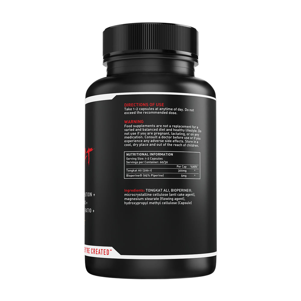 “Back of TWP Tongkat Ali tub displaying supplement facts, ingredient list, and usage instructions, available at Goodsnet New Zealand.”