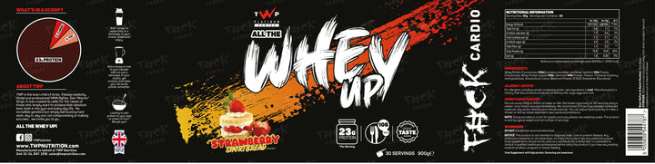 Front view of TWP ALL THE WHEY UP Strawberry Shortcake 900g tub at Goodsnet New Zealand.